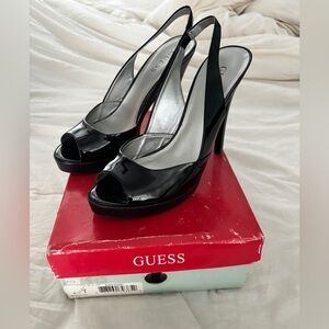 Guess sling back patent leather stilletto heel size 7.5